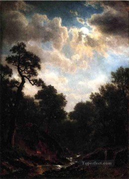 地味なシーン Painting - 月明かりに照らされた風景 アルバート・ビアシュタット